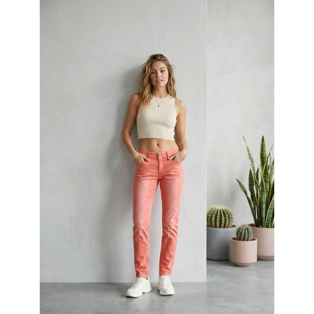 Anthropologie Pilcro and the Letterpress Hyphen Pants Coral Orange Size 27